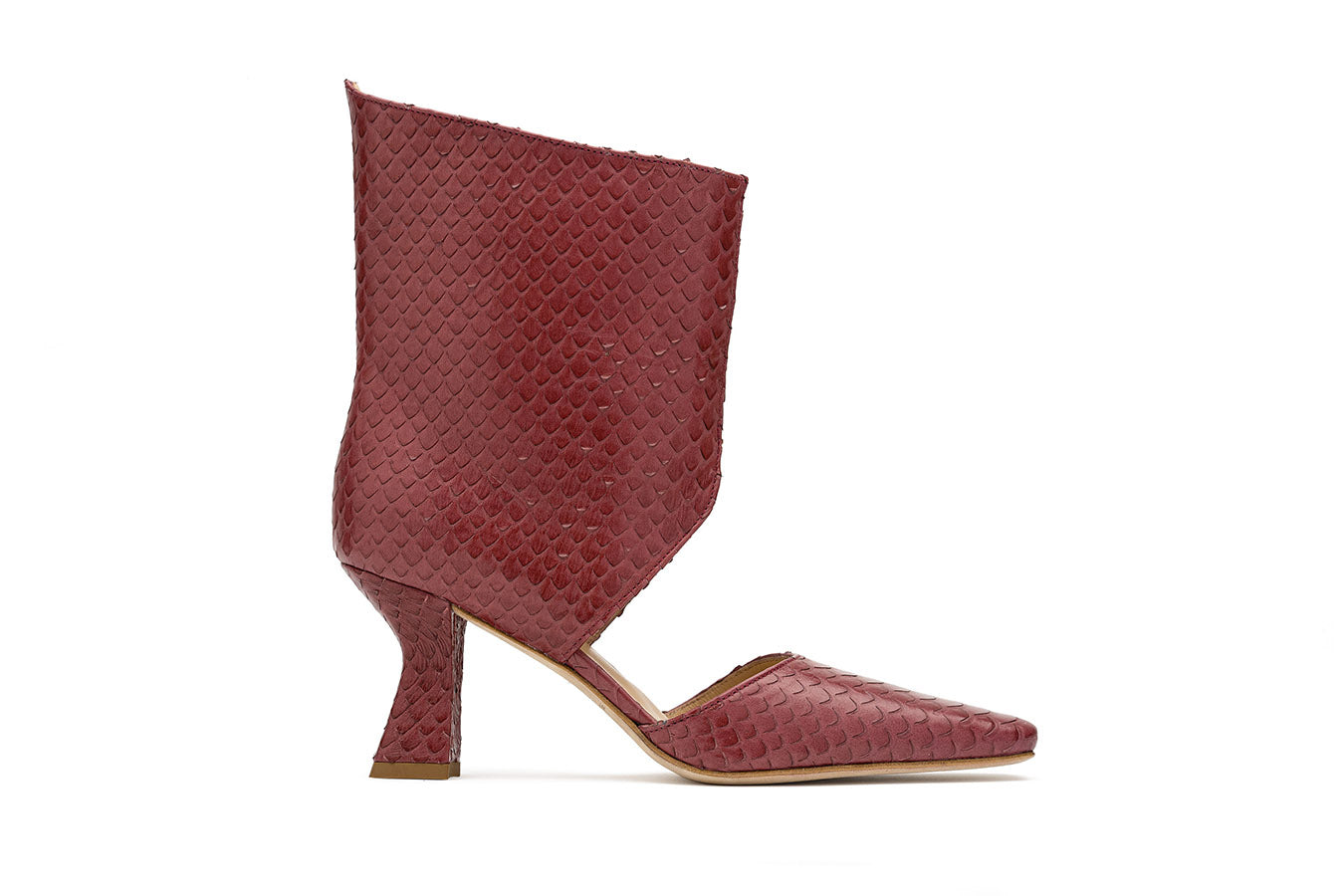 Tyra RedCherry Python Print OpenBoot shot from the side on white background
