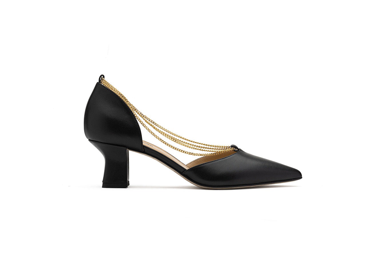 Linda Black D'orsay Shoes shot from the side on a white background