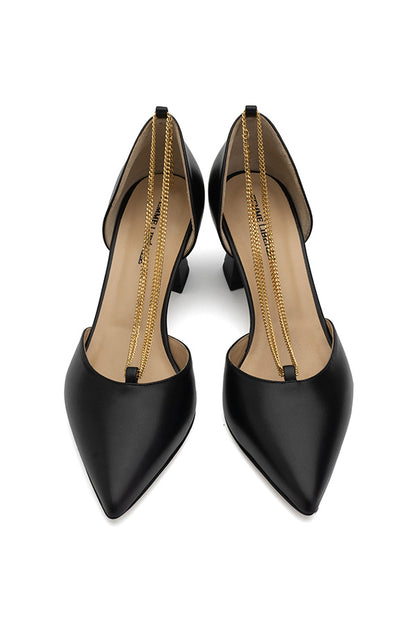 Linda Black D'orsay Shoes ahot from above on white background